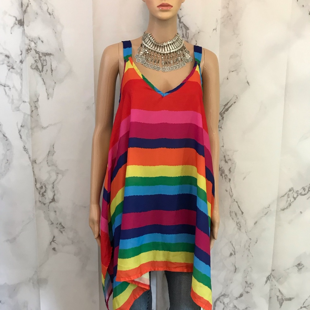 Flowey Striped Rainbow Tank Top